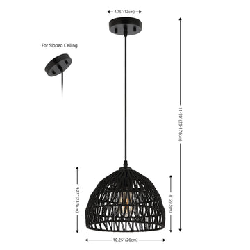 Campana 20" Bohemian Modern Woven Rattan/Iron LED Pendant